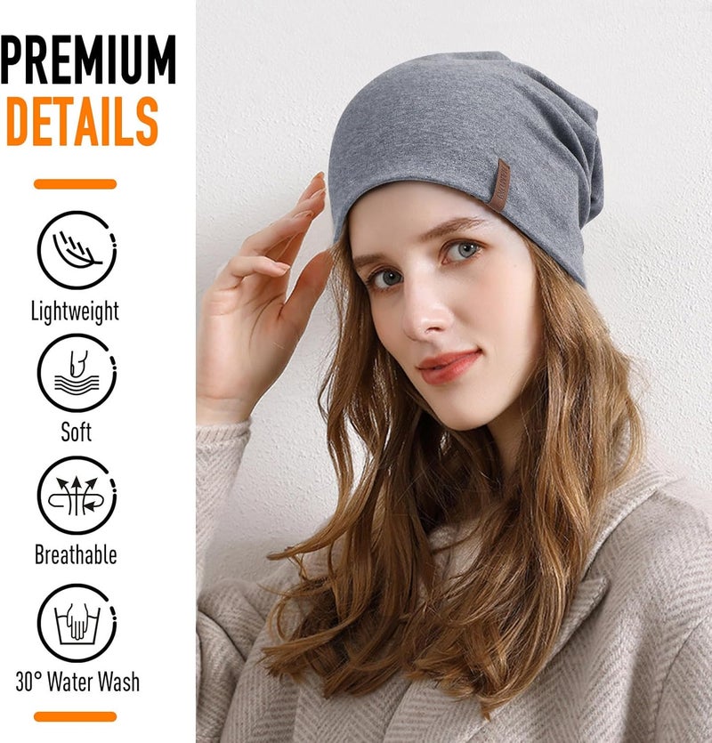 HAMUNI Slouchy Beanie for Women Cotton Beanies Hats Men Lightweight Soft Chemo Headwear Warm Skull Cap for All Seasons - Image 2